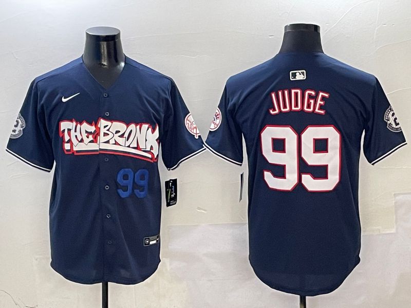 Men New York Yankees #99 Judge Drak Blue four generations Joint Name 2025 Nike MLB Jersey style 4111